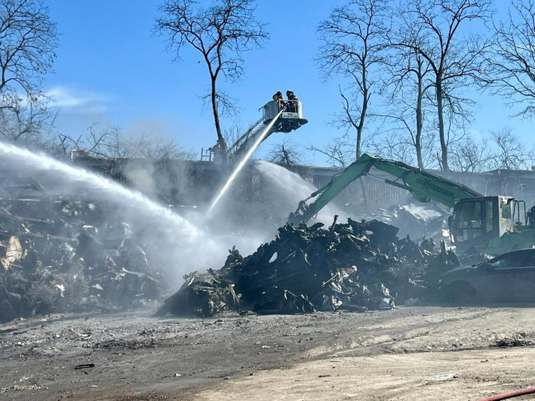 Smoke billows in Rockville after metal scrap pile catches fire