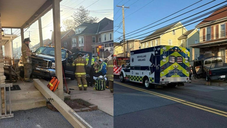 Pickup truck crashes into front of home in Lancaster County