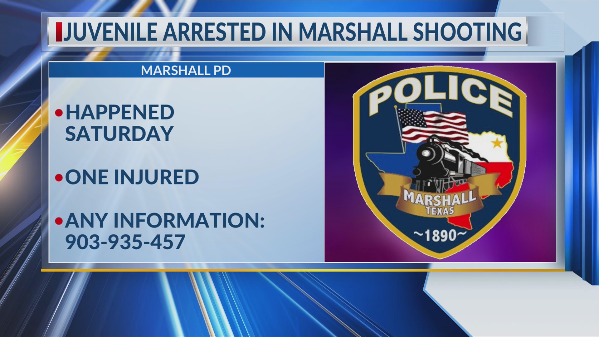 1 injured, juvenile in custody after shooting in Marshall