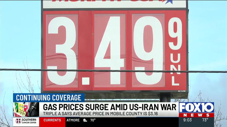 Gas prices rise in Mobile amid conflict in Iran