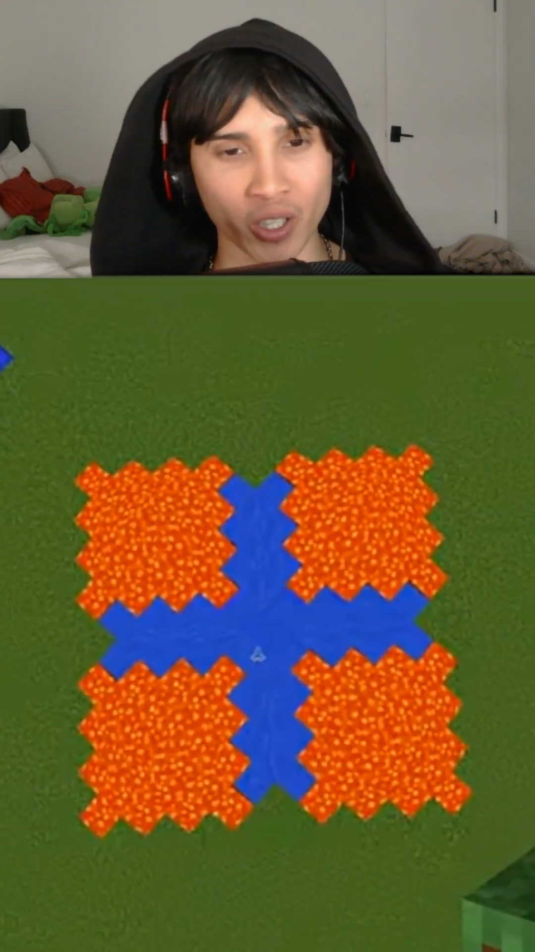 Building unique patterns with water and lava
