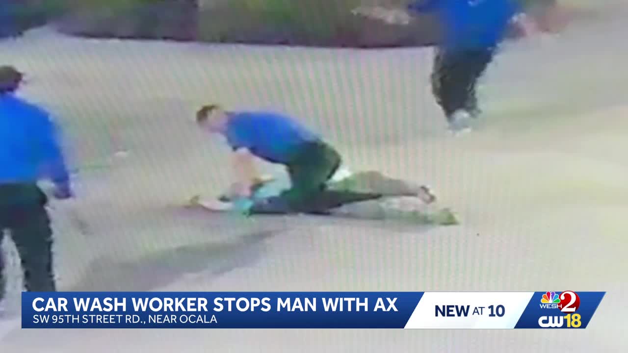 Video: Man arrested after wielding ax at Marion County car wash