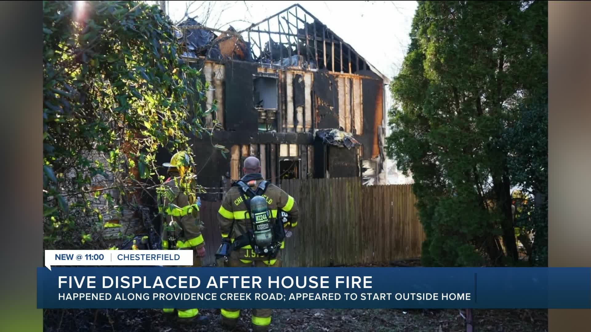 5 people displaced by Chesterfield house fire