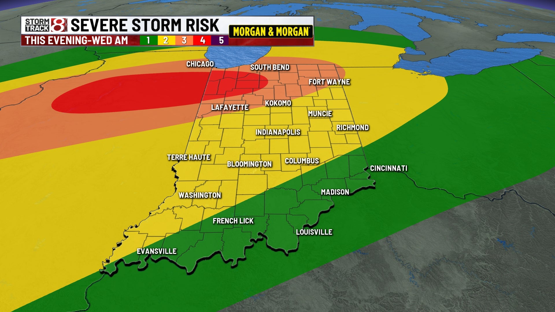 Severe storm risk through early Wednesday morning