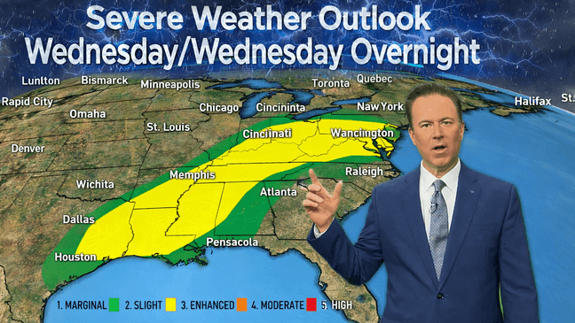 Storms to strike Gulf Coast Wednesday night into Thursday morning