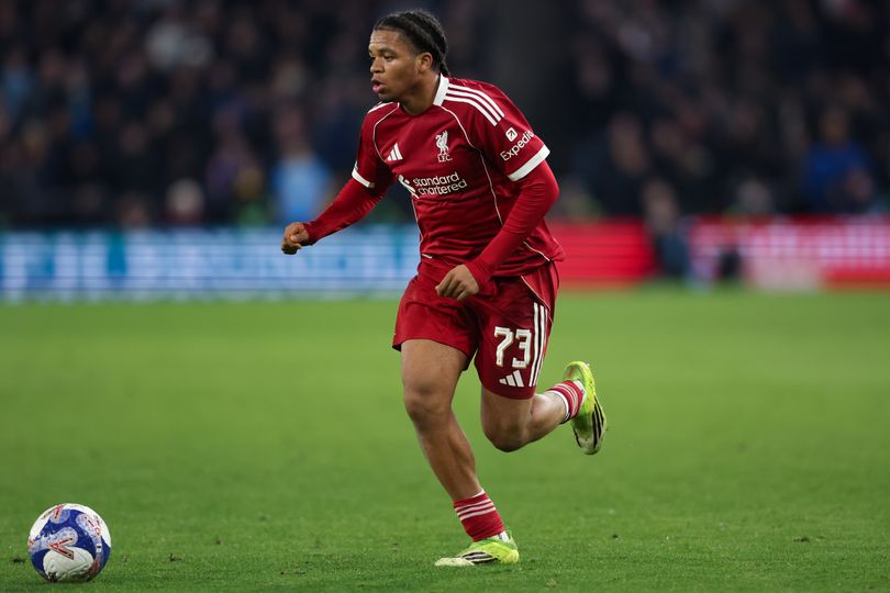 Rio Ngumoha of Liverpool during the Emirates FA Cup Fifth Round match between Wolverhampton Wanderers and Liverpool