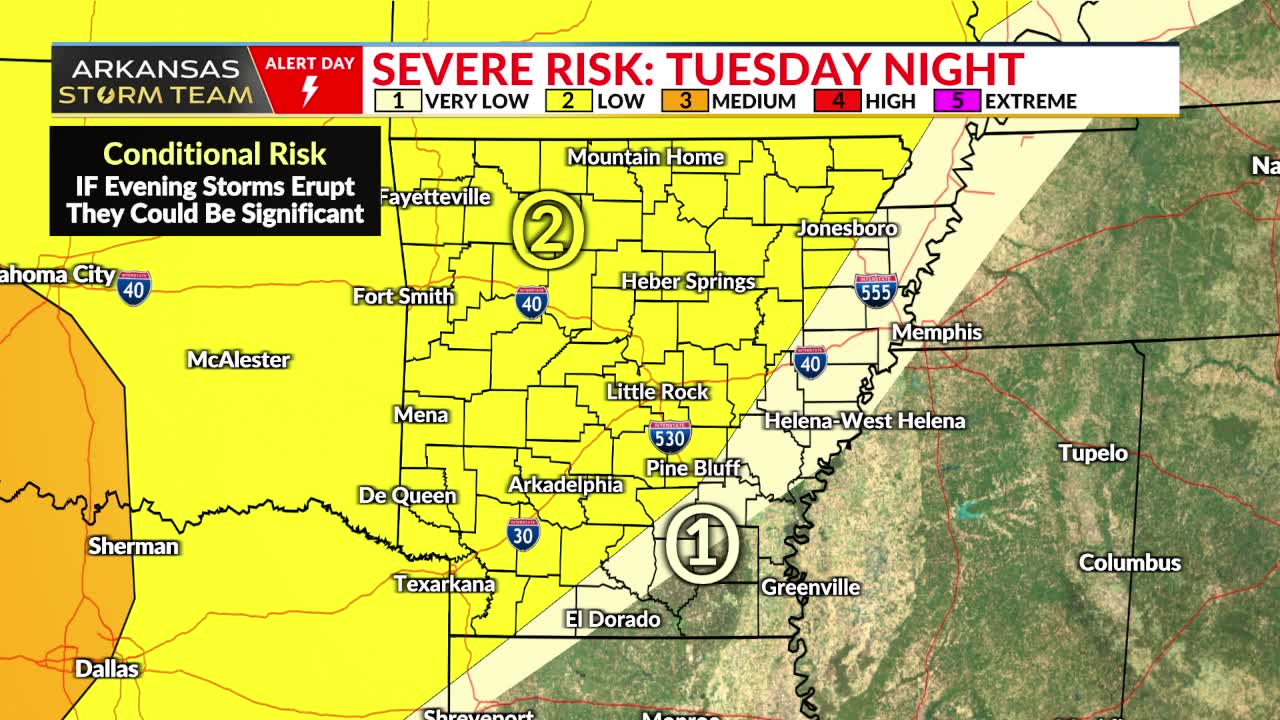Severe storms possible Tuesday night and Wednesday