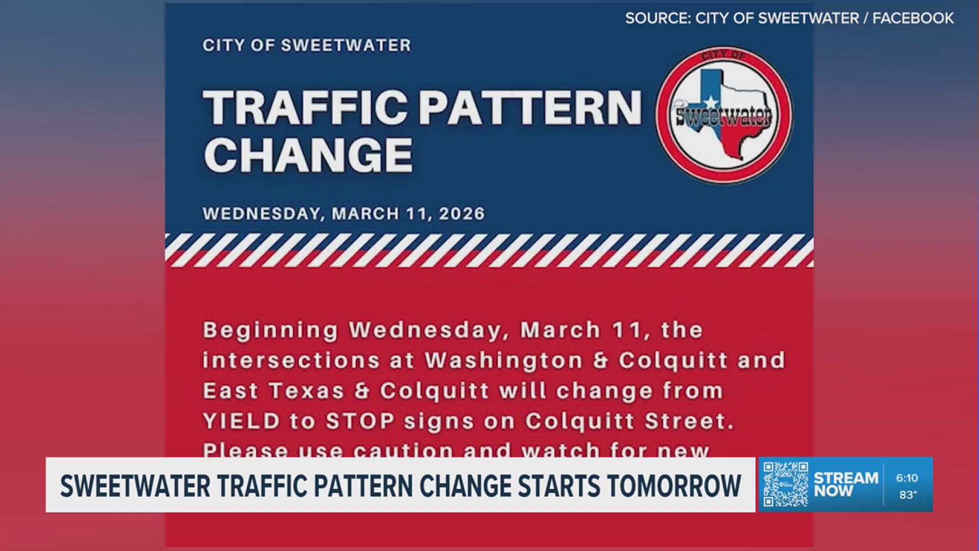 New traffic pattern for residents of Sweetwater