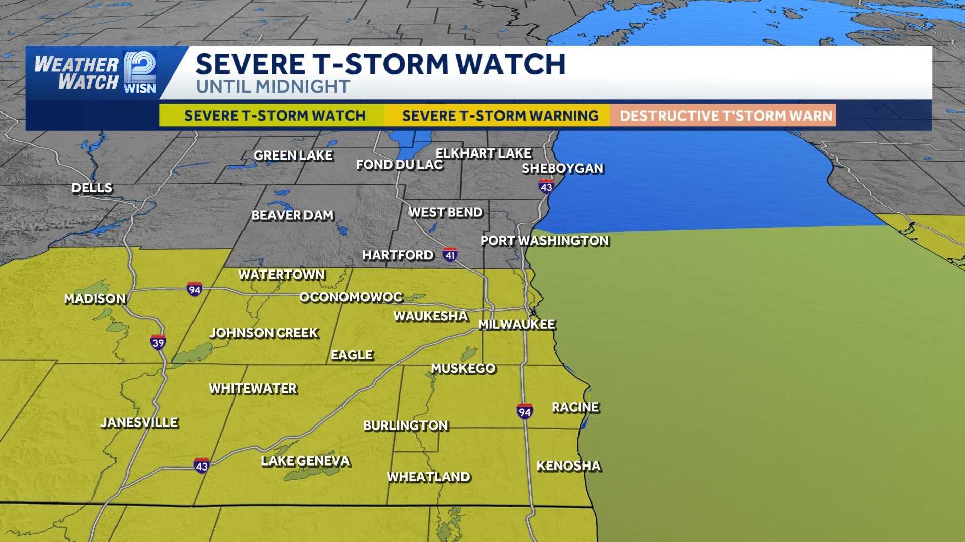 Severe thunderstorm watch in effect for part of southeast Wisconsin