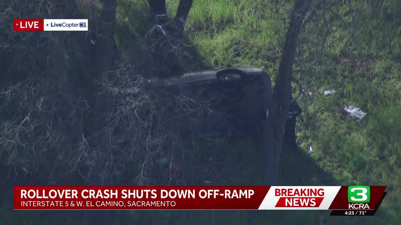 Infant in critical condition after rollover crash off I-5 in Sacramento
