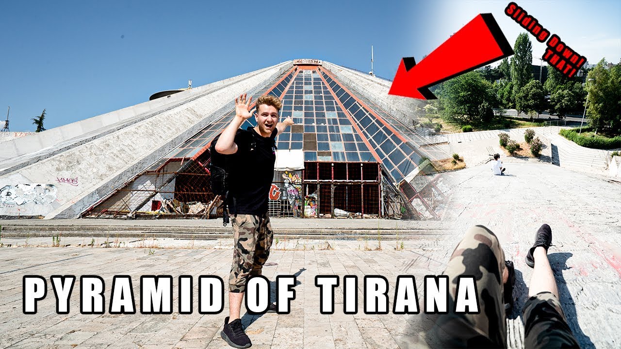 Abandoned pyramid in the middle of the city - we climbed it! (Tirana)