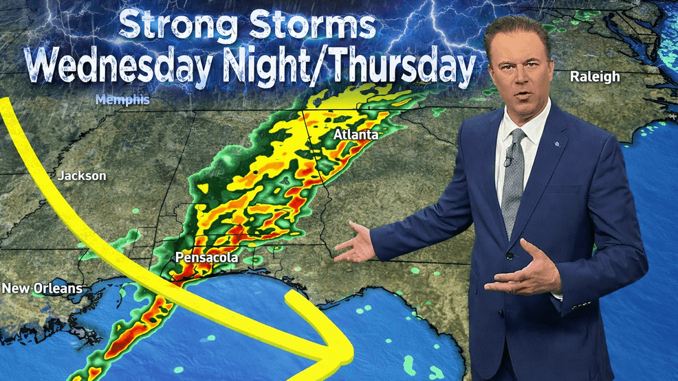 Storms to strike Gulf Coast Wednesday night into Thursday morning