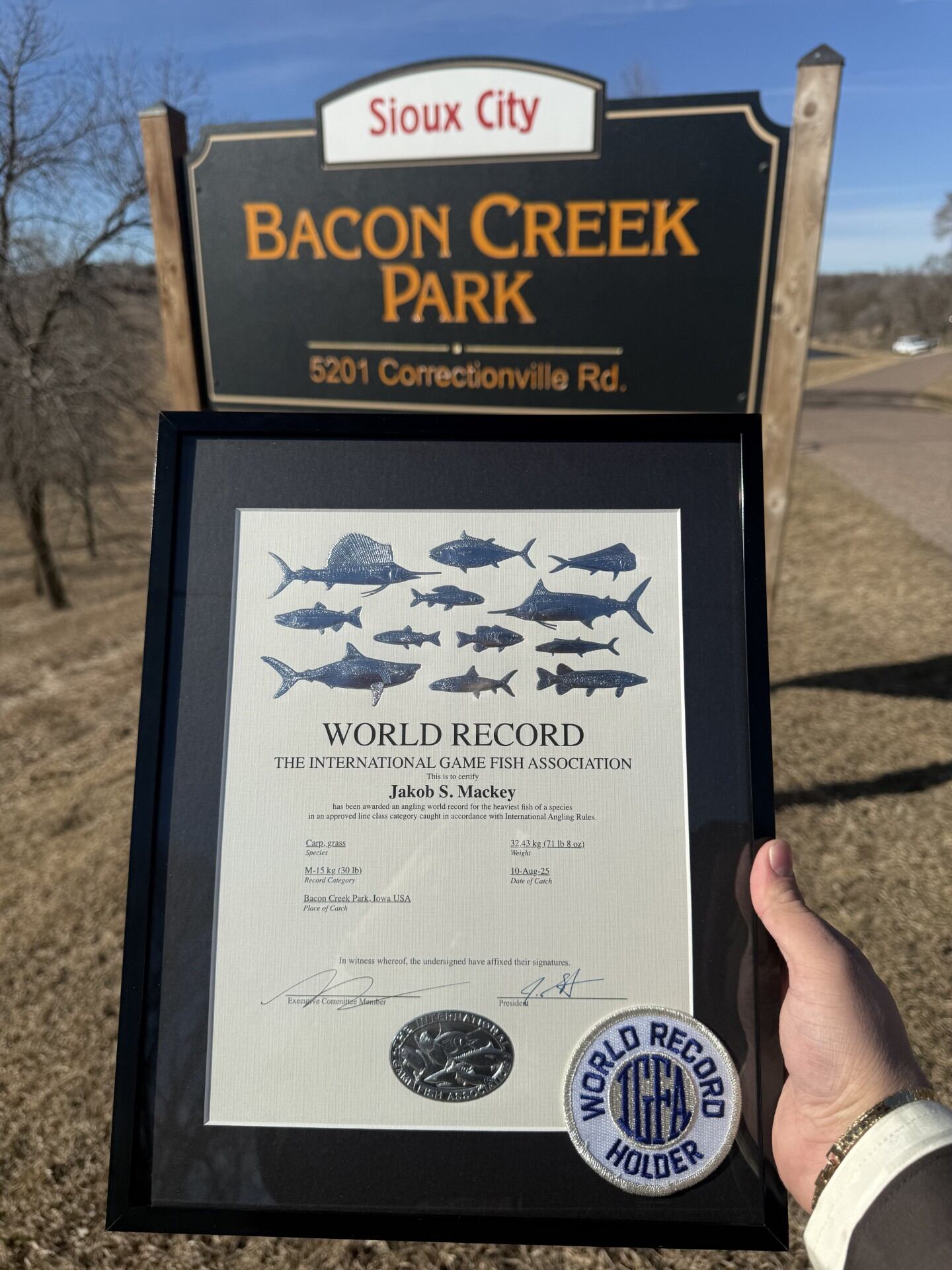 World record fish caught at Sioux City’s Bacon Creek