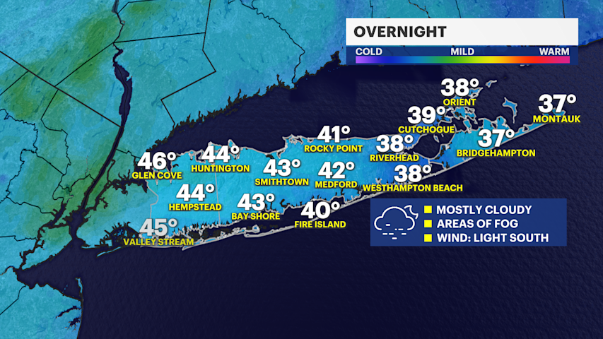 Areas of fog possible overnight on Long Island with showers developing ...