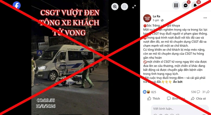 Công an Cần Thơ bác tin xe cảnh sát giao thông rượt đuổi gây tai nạn