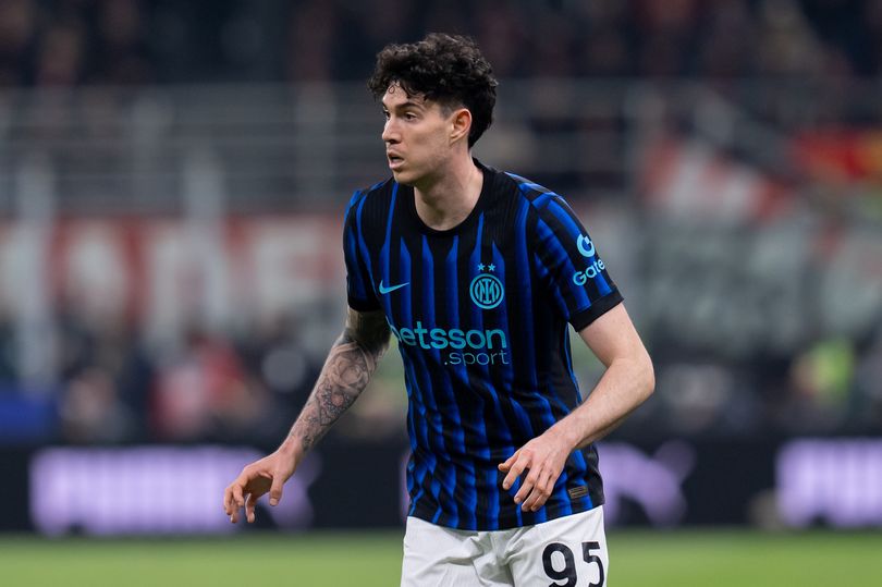Alessandro Bastoni of FC Internazionale in action during the serie Serie A Enilive match between AC Milan and FC Internazionale