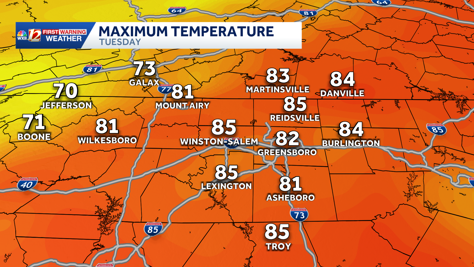 Hot 80s Wednesday and tumbling temperatures on Thursday | 40s and rain ...