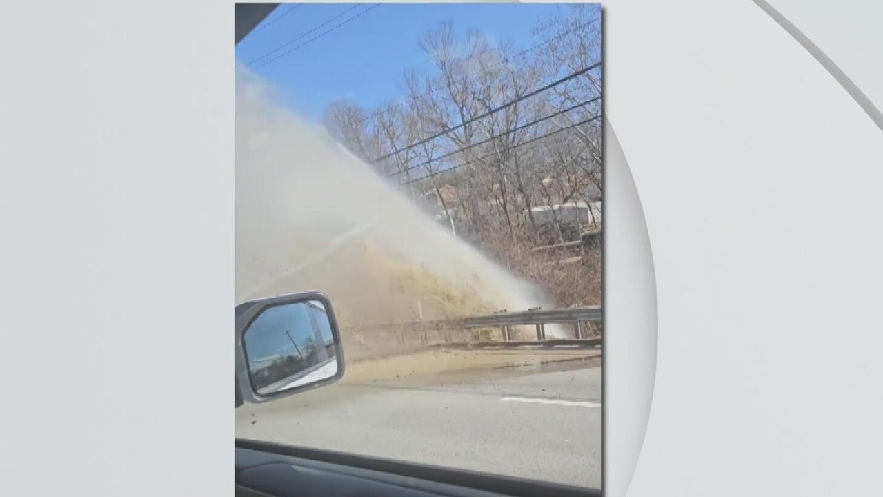 Video shows water main break sending water shooting into the air