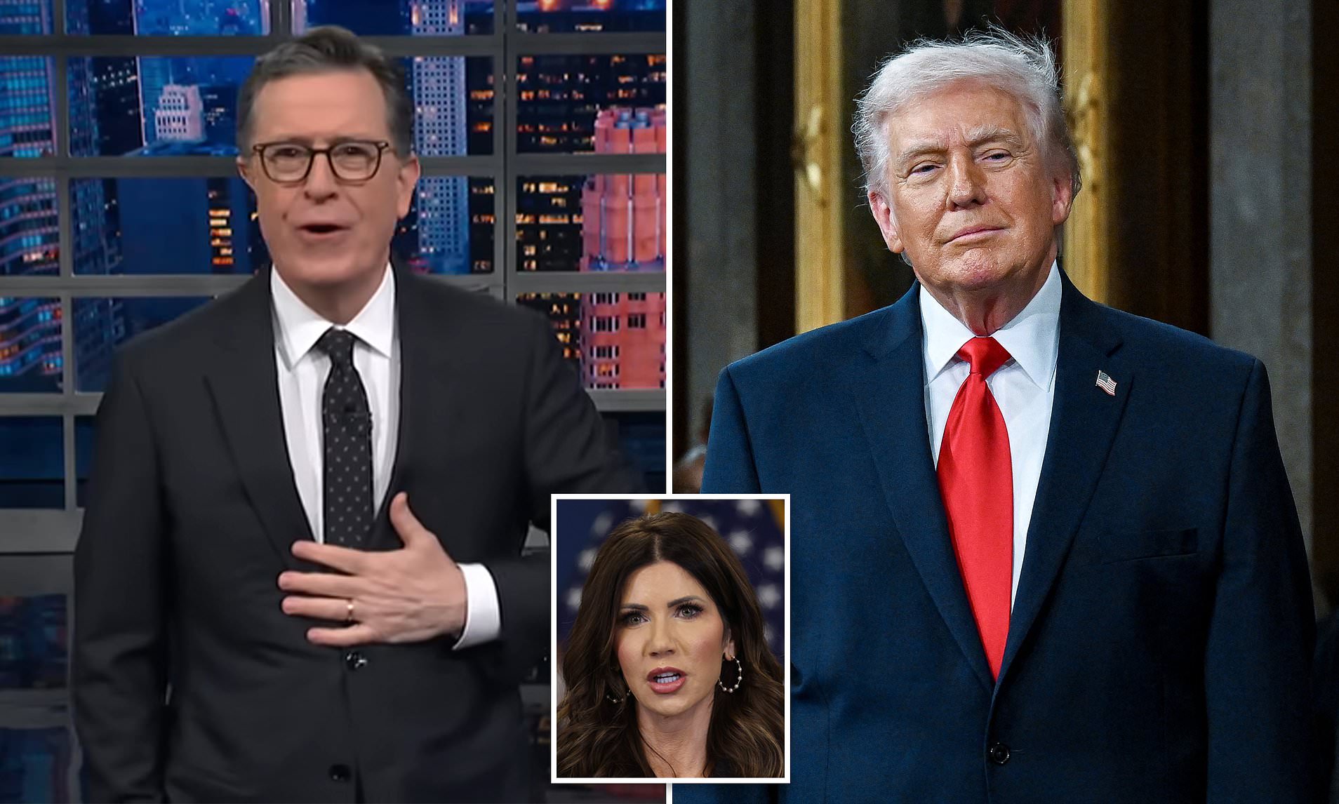 Stephen Colbert takes brutal dig at Trump SOTU and compares Kristi Noem ...