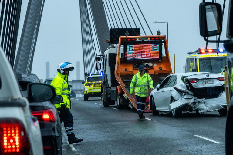The crash on Anzac Bridge on Friday.