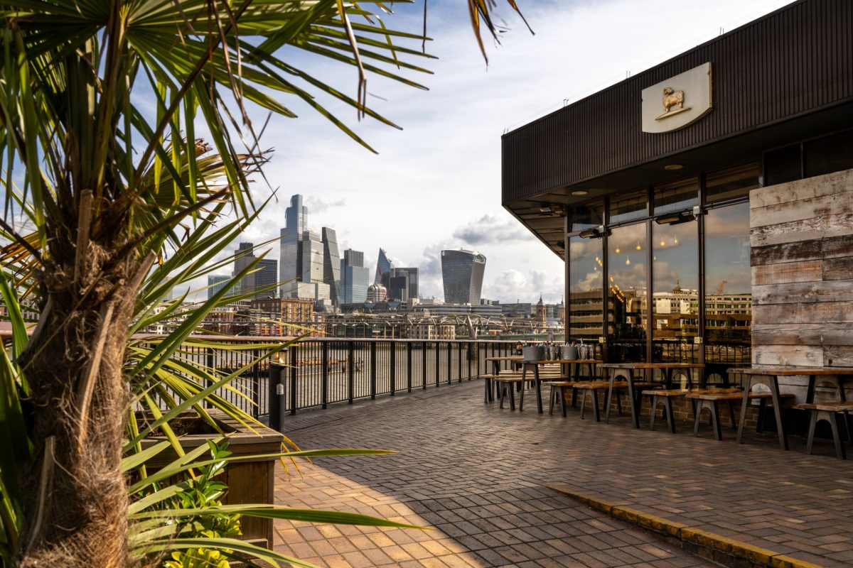 Founders Arms, London London boasts many riverside pubs with great views of the Thames but the Founders Arms on the South Bank stands out because it was purpose-built in 1976 by the local Young?s Brewery to take full advantage of the views. It celebrates its half-century this year. The north-facing side of the pub is completely glazed to offer a clear sight of St Paul?s and the City, and you can watch the trains rumbling across Blackfriars Bridge to your left, but it?s the large terrace that is the star of the show. Just avoid going early evening if you want to miss the after-work office crowds. SUPPLIED OK TO USE