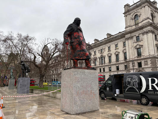 The statue on Friday morning (David Hughes/PA Wire)