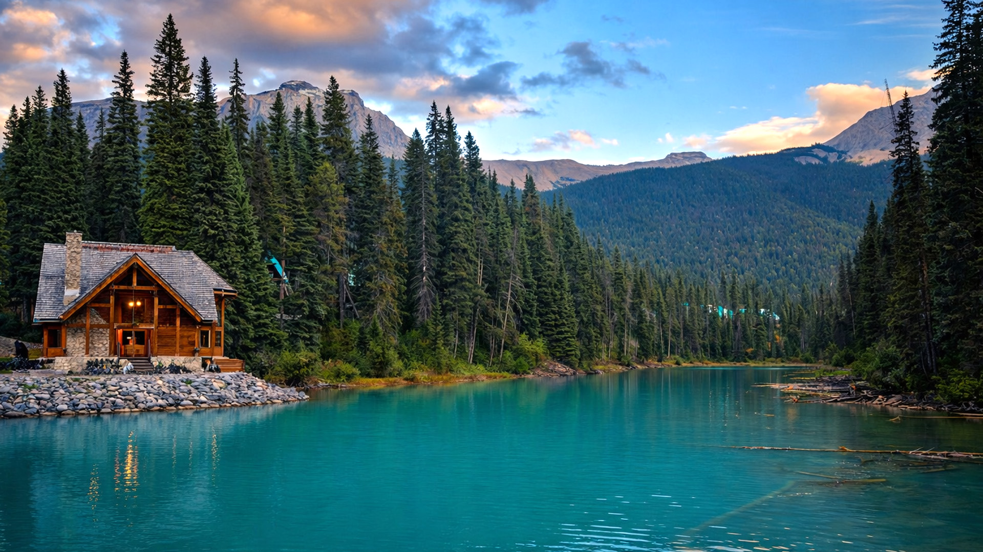 Clear mountain lake in Yoho National Park