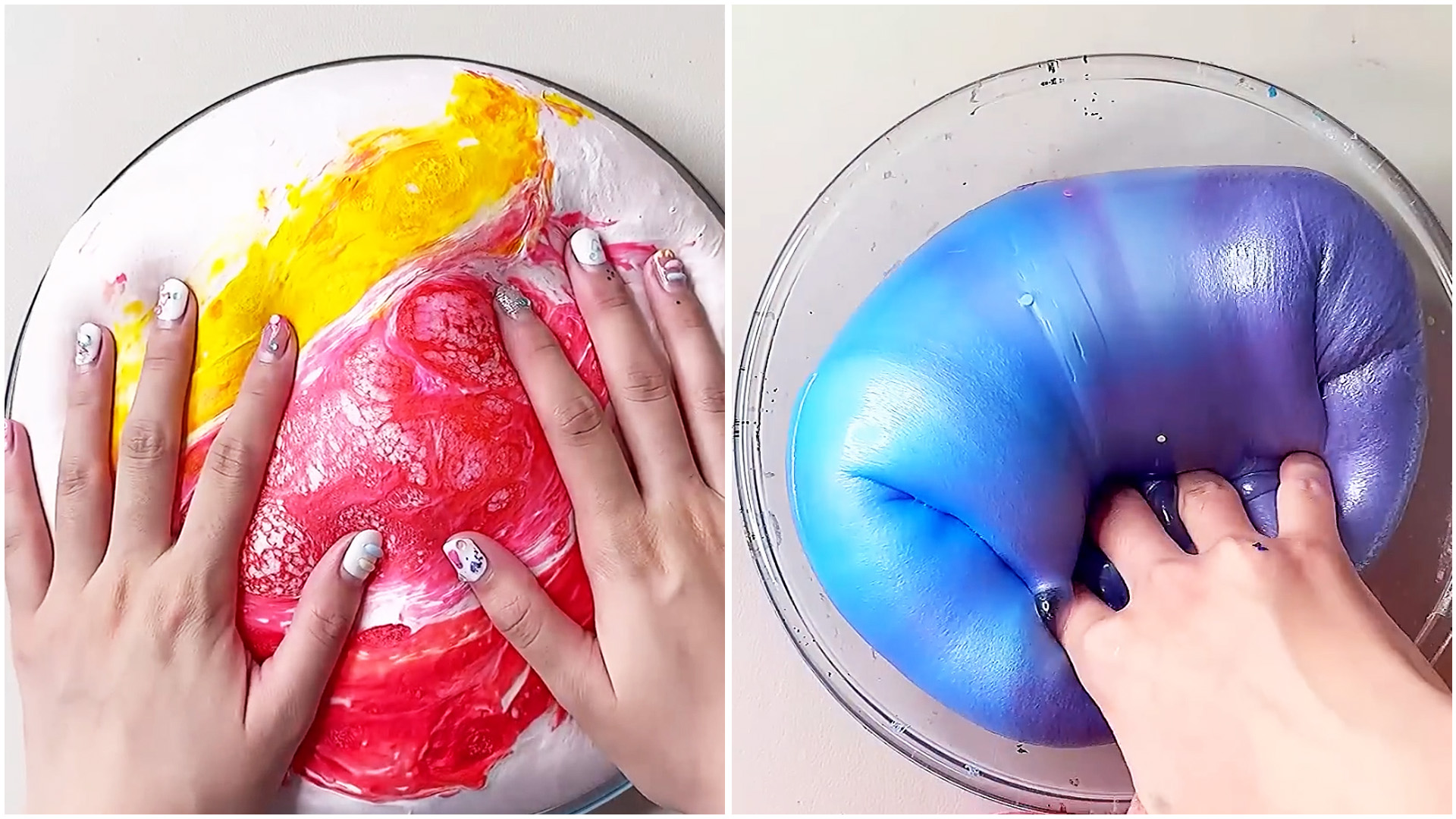 Color mixing slime press and stretch ASMR
