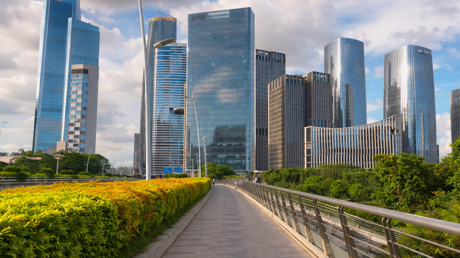 Business District Walk with Skyscrapers China