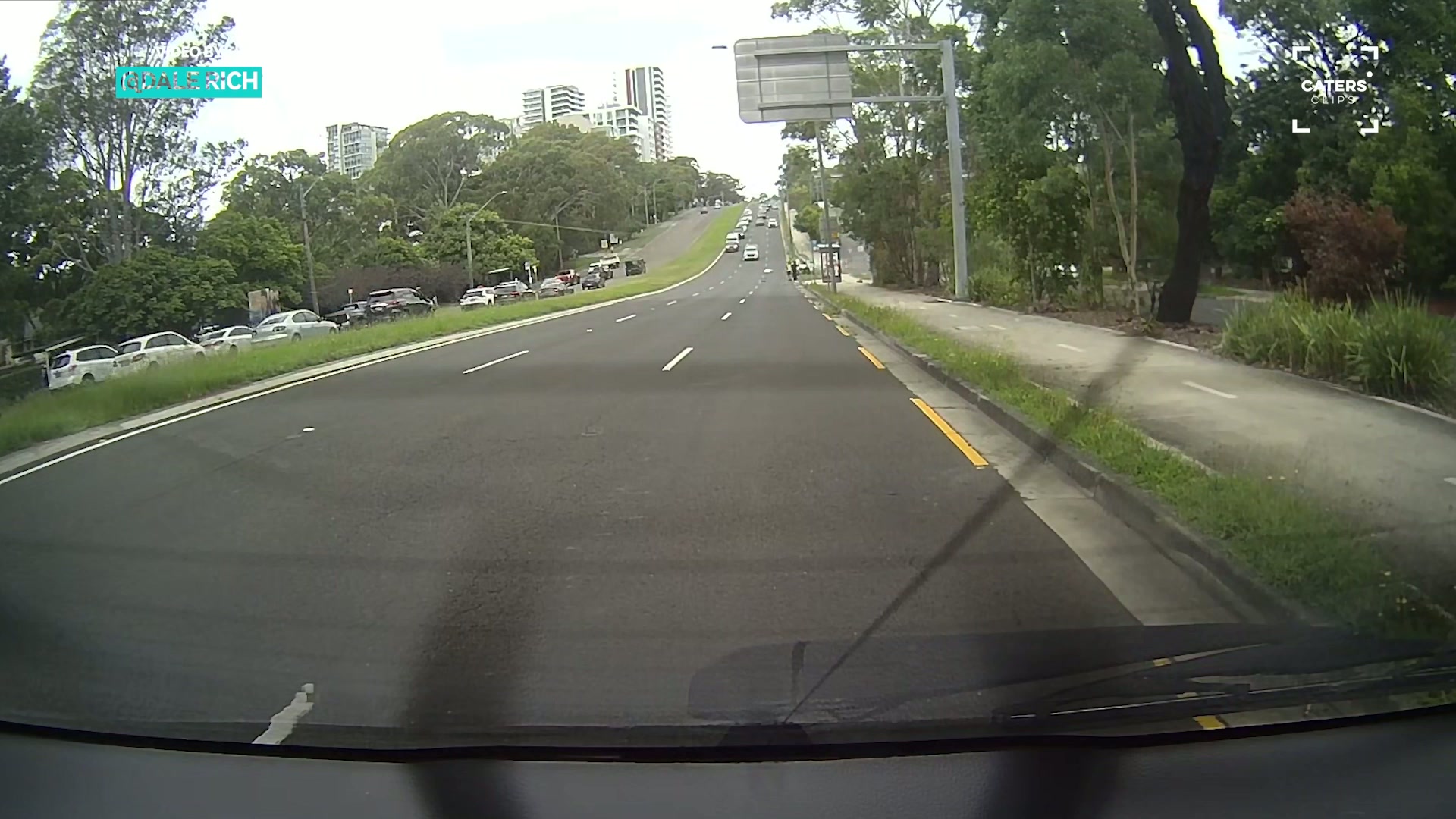 Dashcam captures dramatic moment driver crashes into pole in Australia