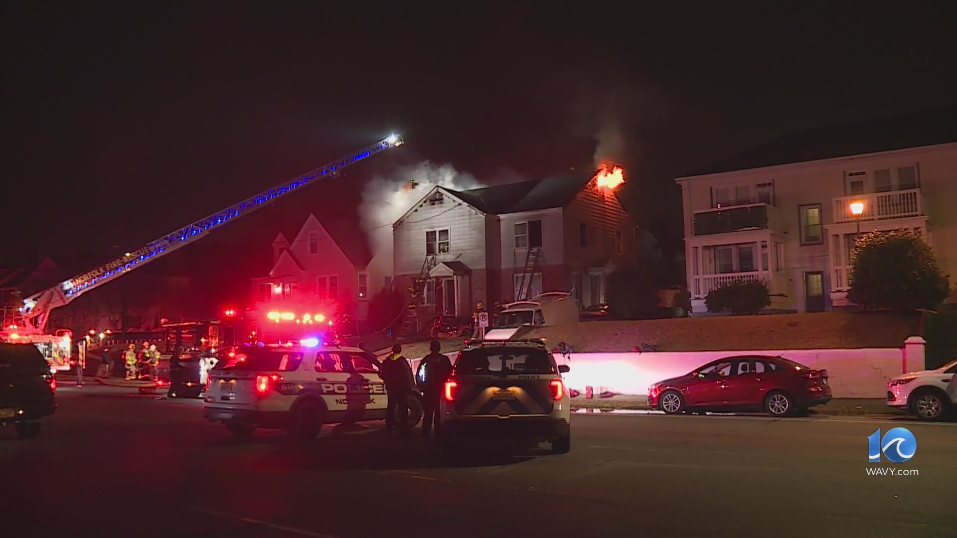 Crews respond to fire on E Ocean View Ave in Norfolk