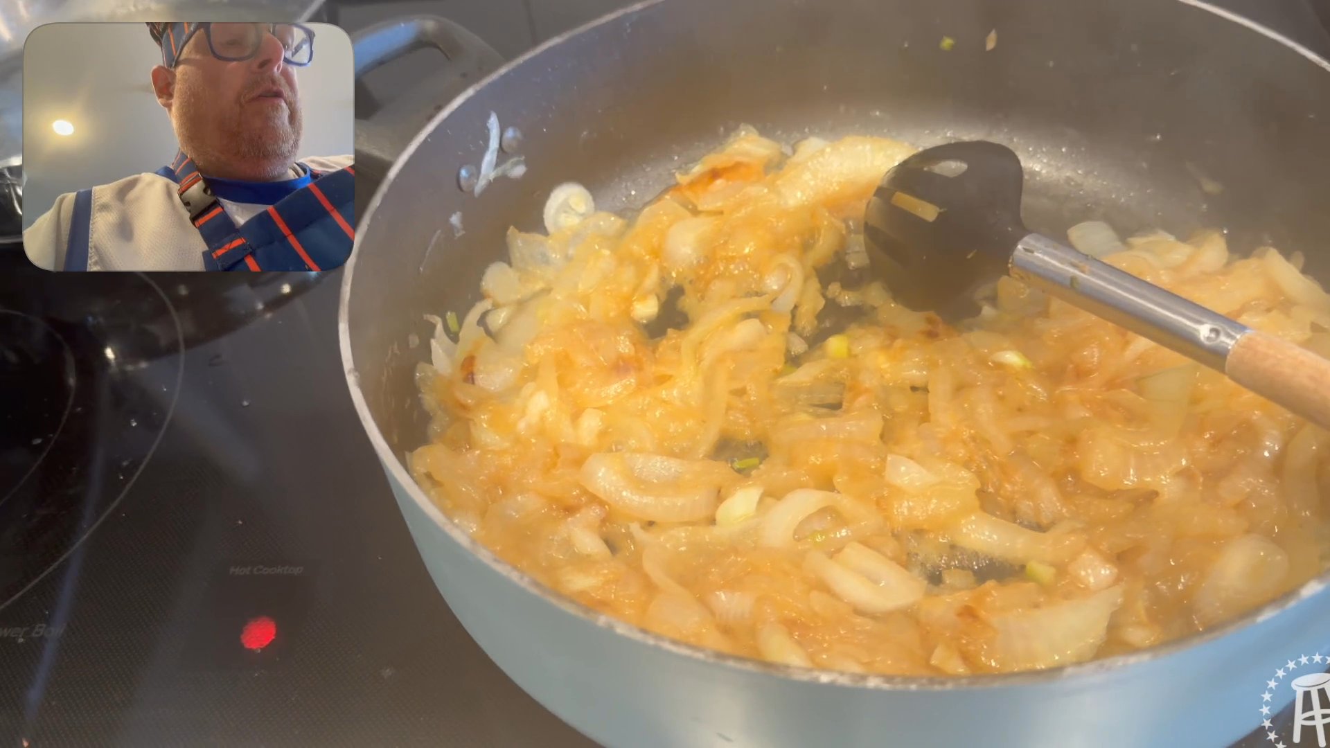 Tank cooks French onion soup