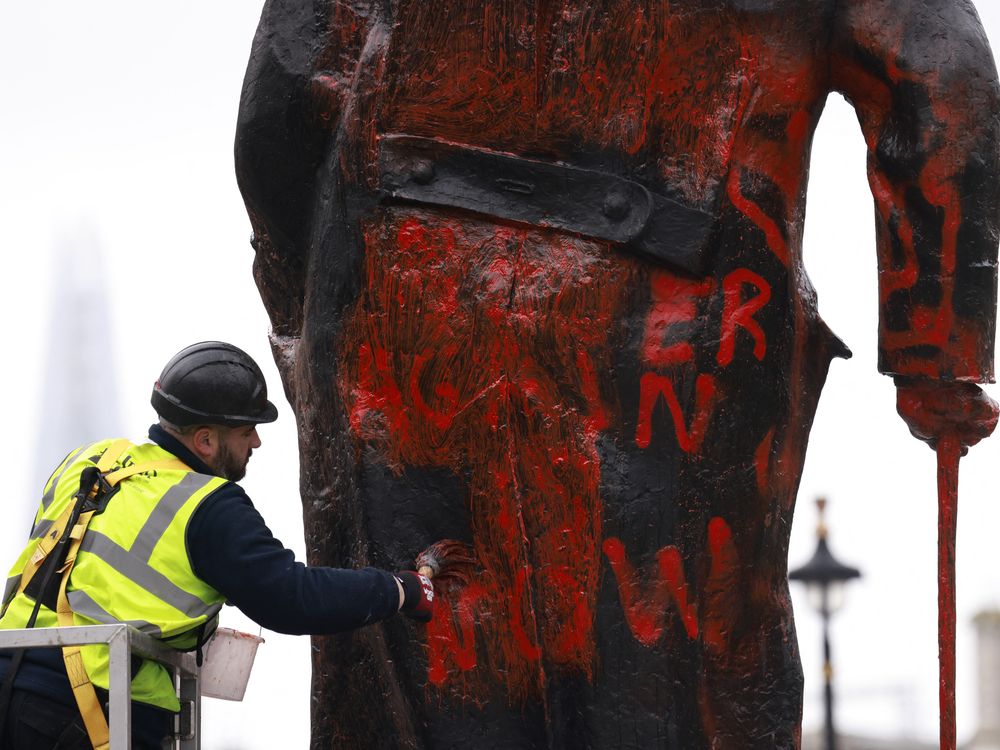 Anti-Israeli graffiti on statue of Churchill leads to British arrest