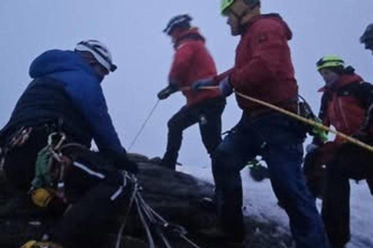 RAF and police mountain rescue team help hillwalker stuck on ridge for ...