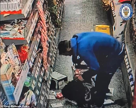 A chocolate thief in the West Midlands raids shelves, taking boxes of chocolates en masse 