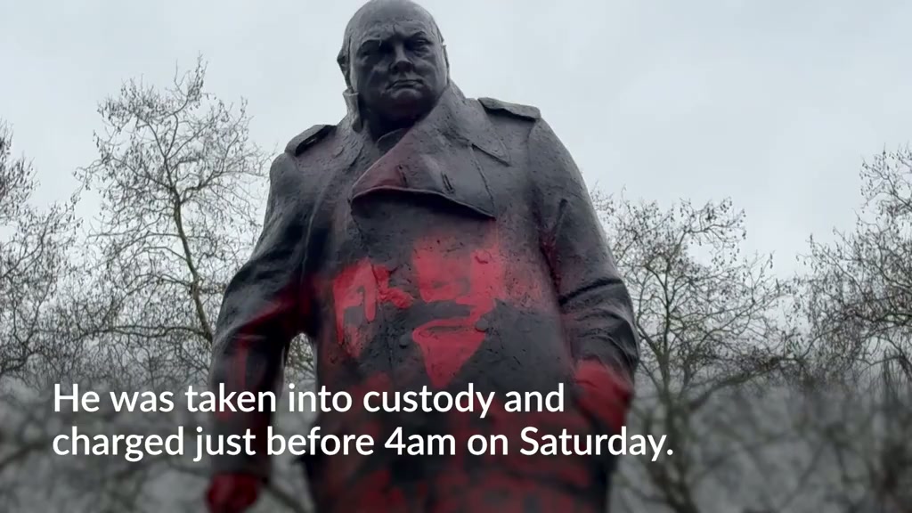 Man charged with criminal damage after Churchill statue defaced with ...