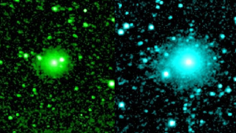 Infrared light emitted by organic molecules (left) and water (right) from 3I/ATLAS. - Image credit: NASA/JPL-Caltech