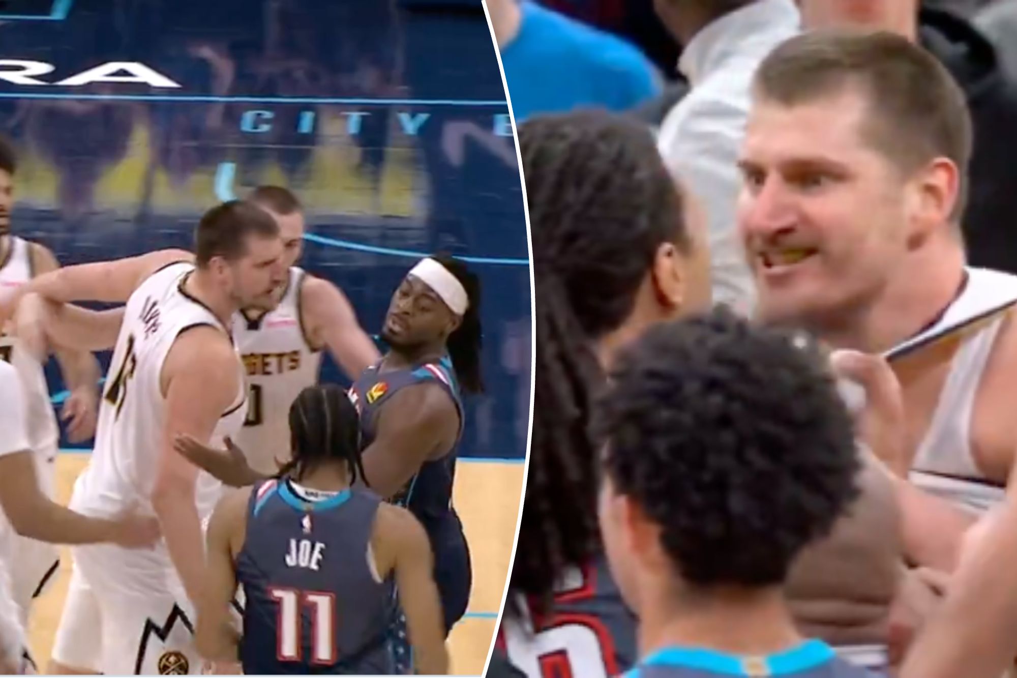 Nuggets-Thunder get into heated scrum after Lu Dort trips Nikola Jokic ...