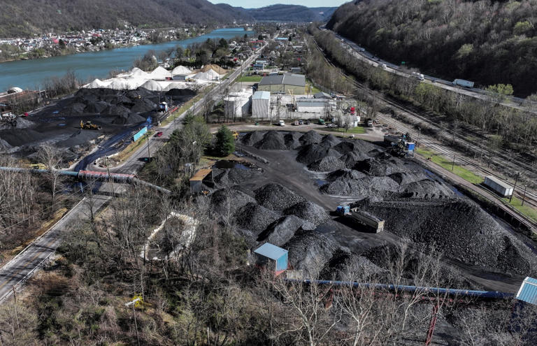 Coal being prepared for transport in West Virginia. Coal was once the largest fuel source for electricity generation in the U.S.