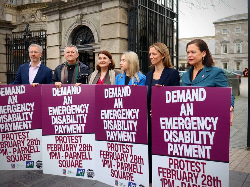 Disability rights campaigners protest in Dublin for emergency payment