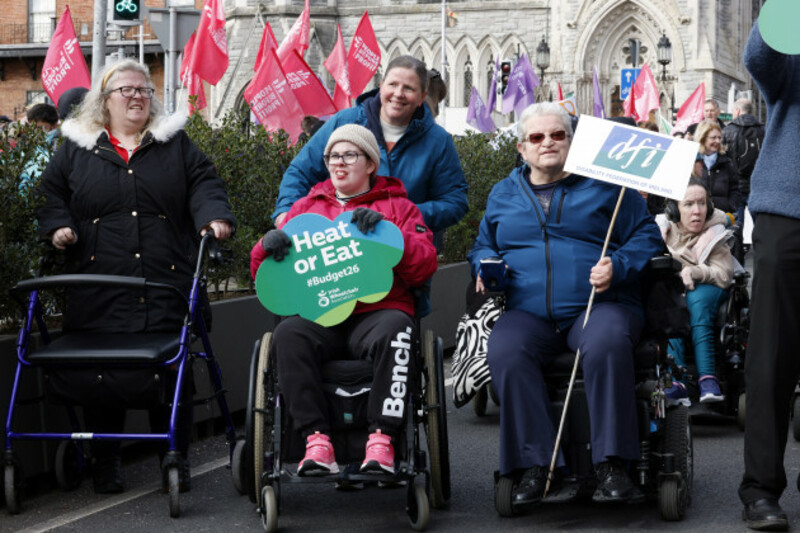 Disability rights campaigners protest in Dublin for emergency payment
