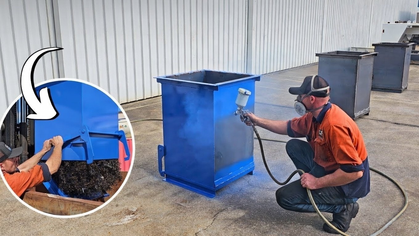Making the handle for the drop bottom bin