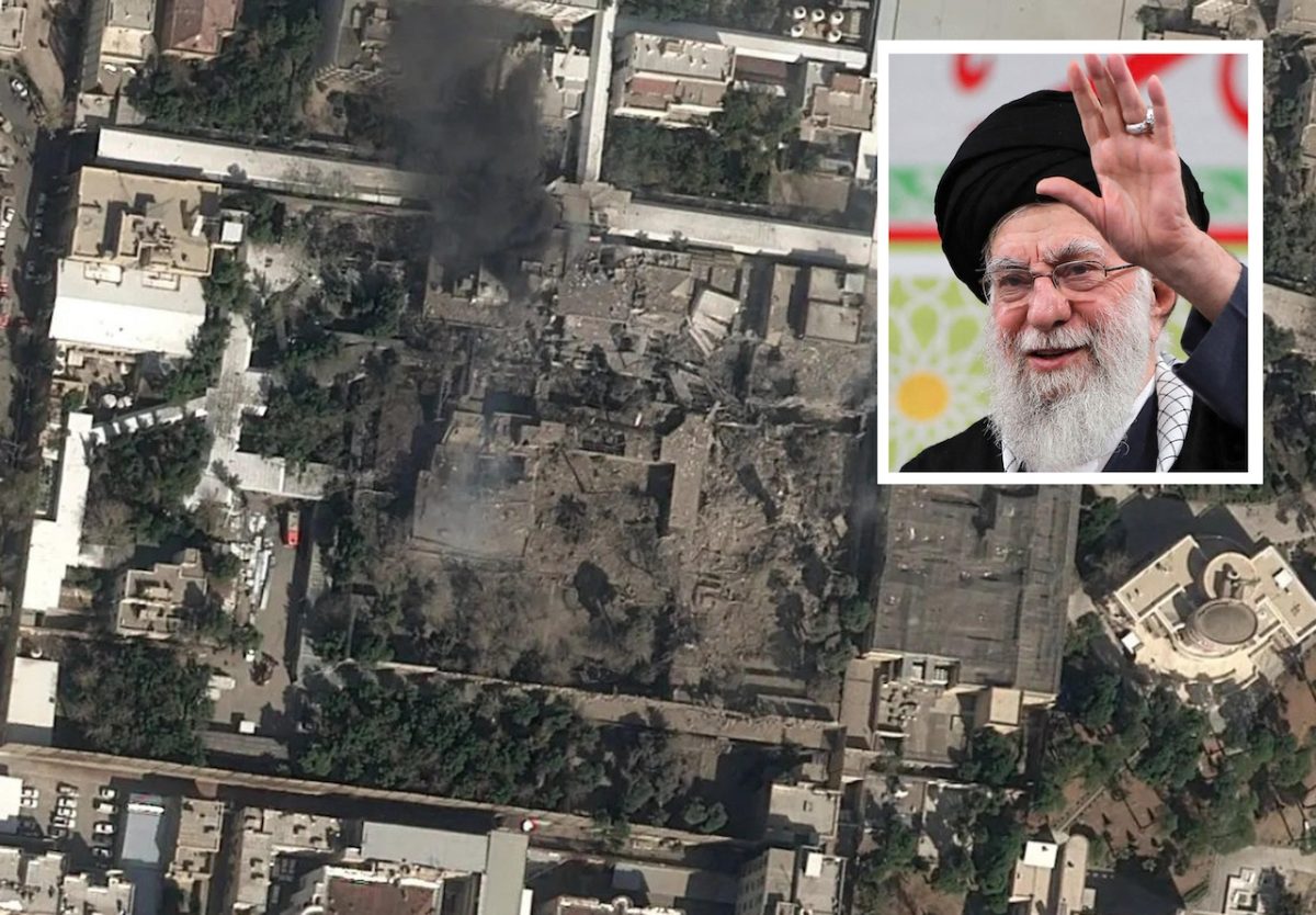 Nella combo, la residenza della Guida Suprema dell’Iran AlÏ Khamenei distrutta negli attacchi israeliani, Teheran, 28 febbraio 2026 (Ansa).