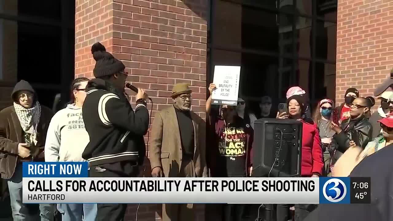 Dozens rally outside Hartford Police Headquarters after officer shoots ...