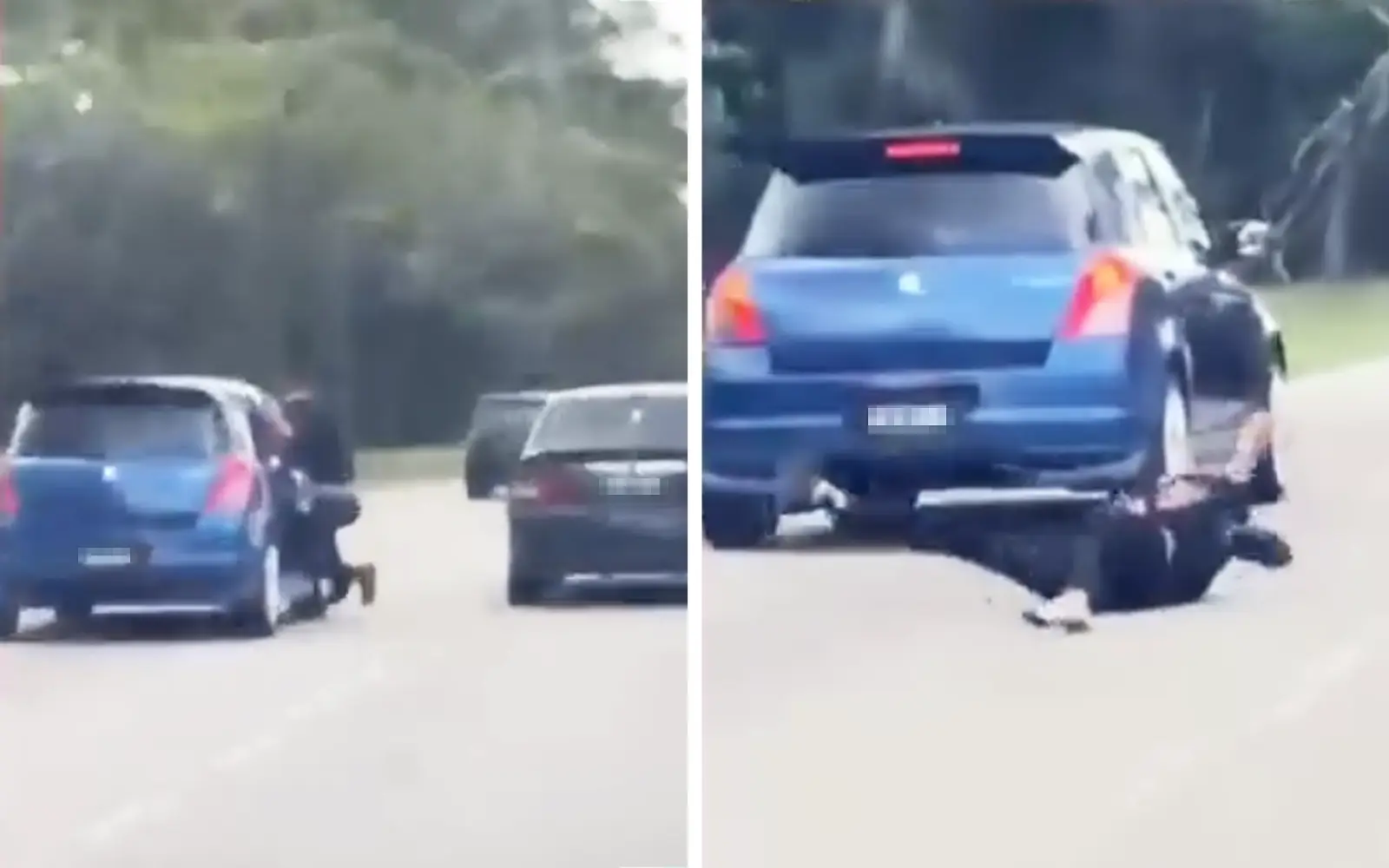 Man clinging to moving car in viral video arrested