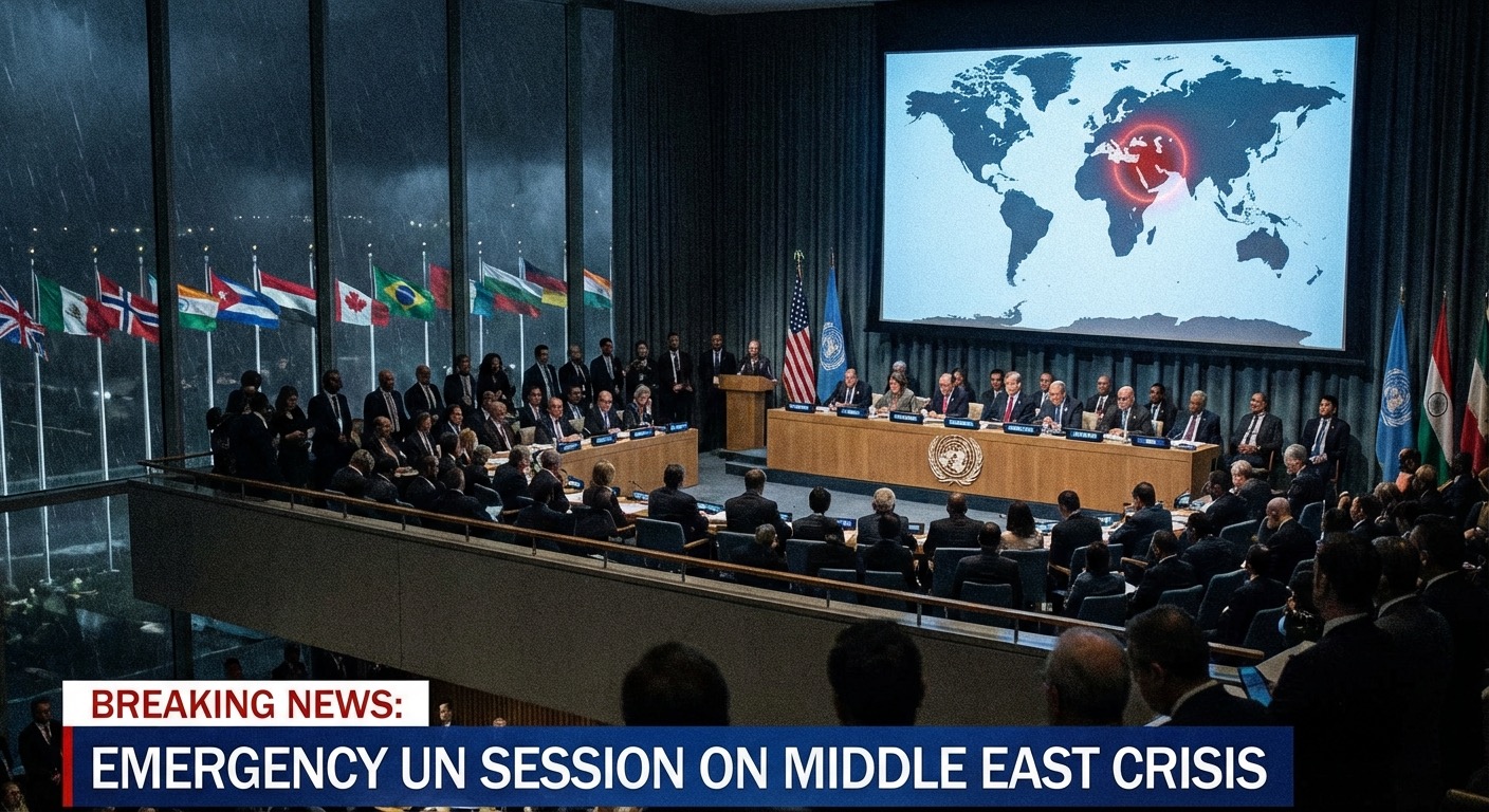 A split-screen composition showing international leaders reacting to U.S. political developments.