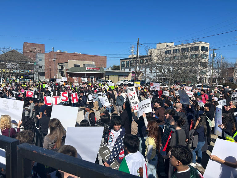 Hundreds attend youth-led Red Bank rally to protest ICE raids
