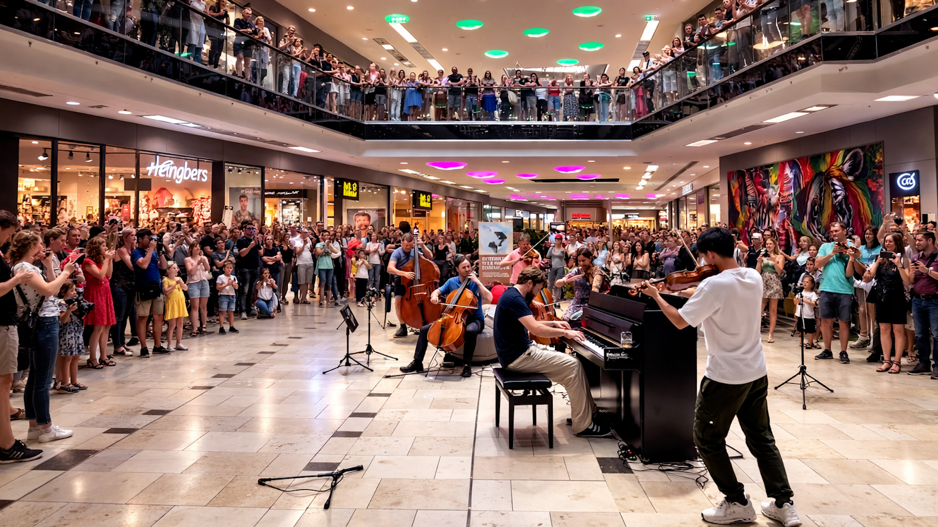 Flashmob in the middle of a shopping mall