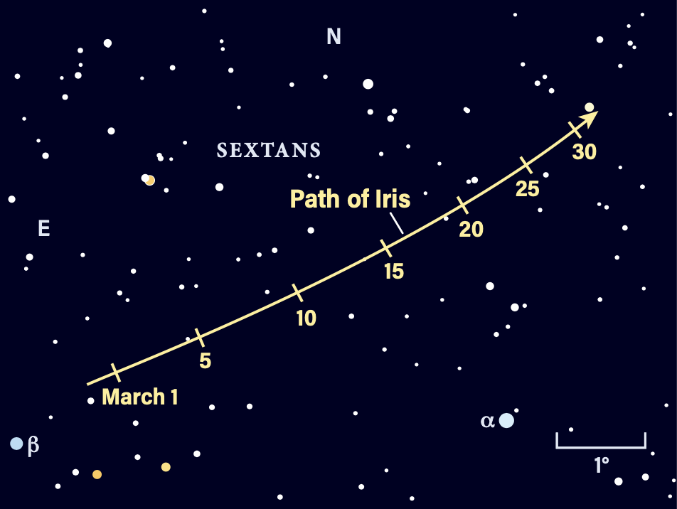 The sky today on Wednesday, March 18: Asteroid Iris becomes a double star