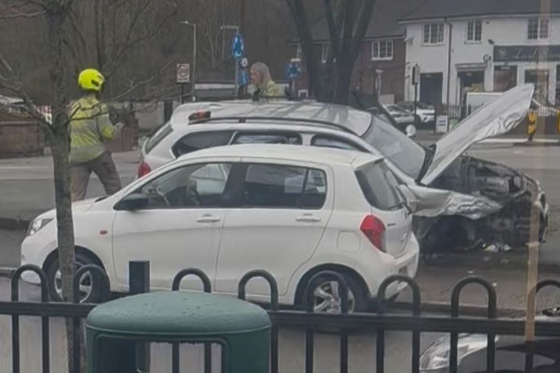 Dramatic moment BMW smashes into car in Wednesbury as 'screaming' heard